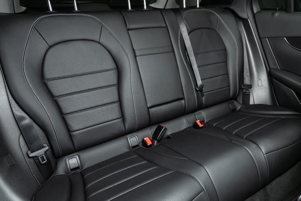 leather interior design car passenger driver seats with seats belt