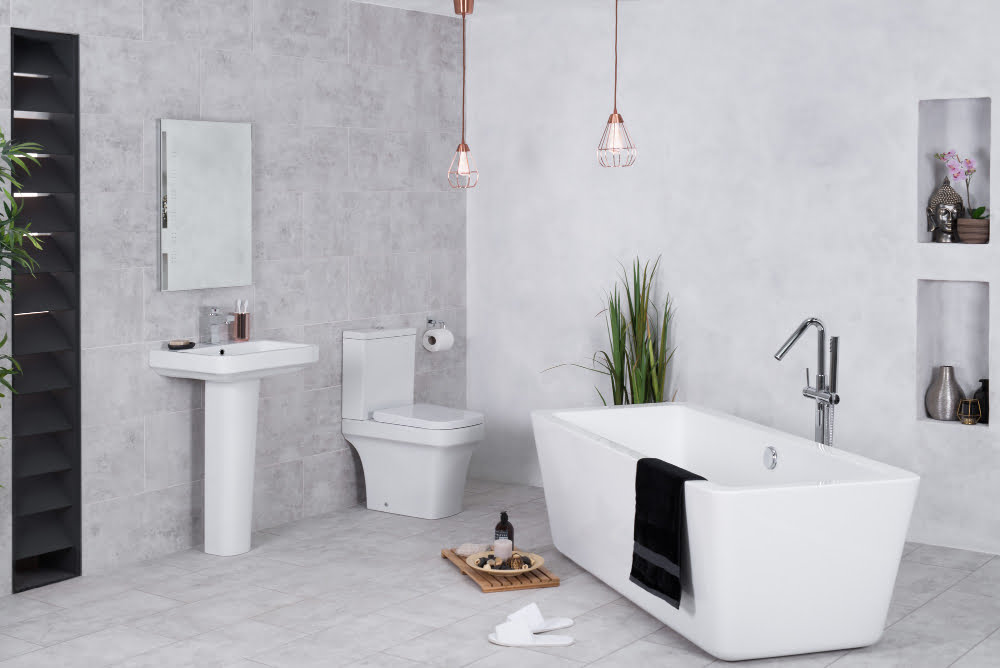 modern bathroom with toilet bathtub