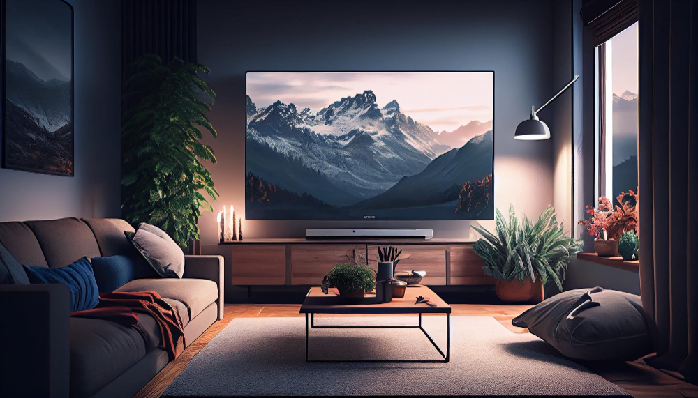 modern indoor living room with comfortable sofa generative ai