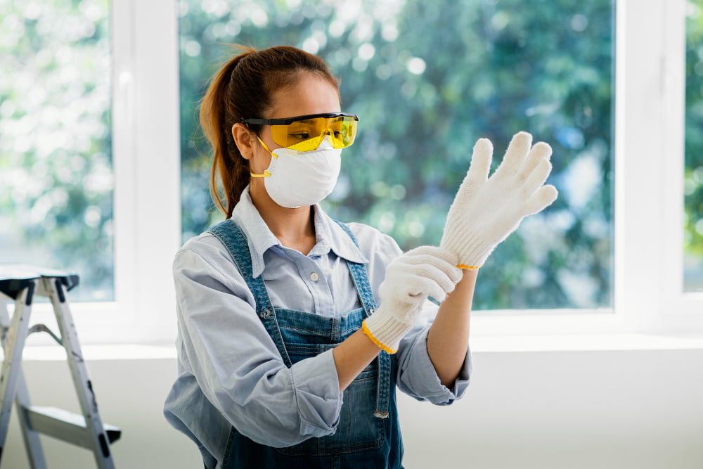 woman with safety protection equipment